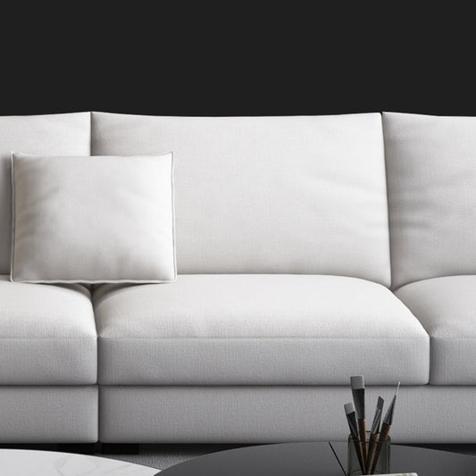 Fabric Pillow Back Sectional Sofa Square Arm Sectional in Gray