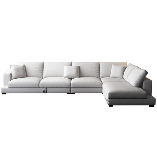 Fabric Pillow Back Sectional Sofa Square Arm Sectional in Gray