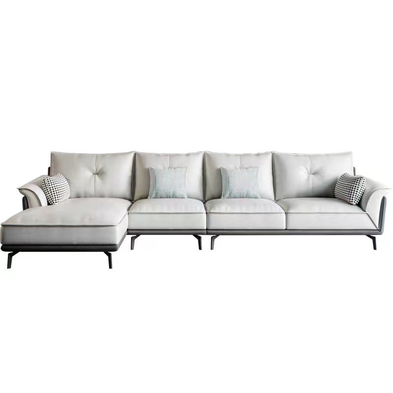 Black 4-seat Flared Arm Sectional Pillow Back Stain-resistant Sectional Clearhalo 'furn' 'furn_sectionals' 'Furniture' 'Living Room Furniture' 'Sectionals' 6025566