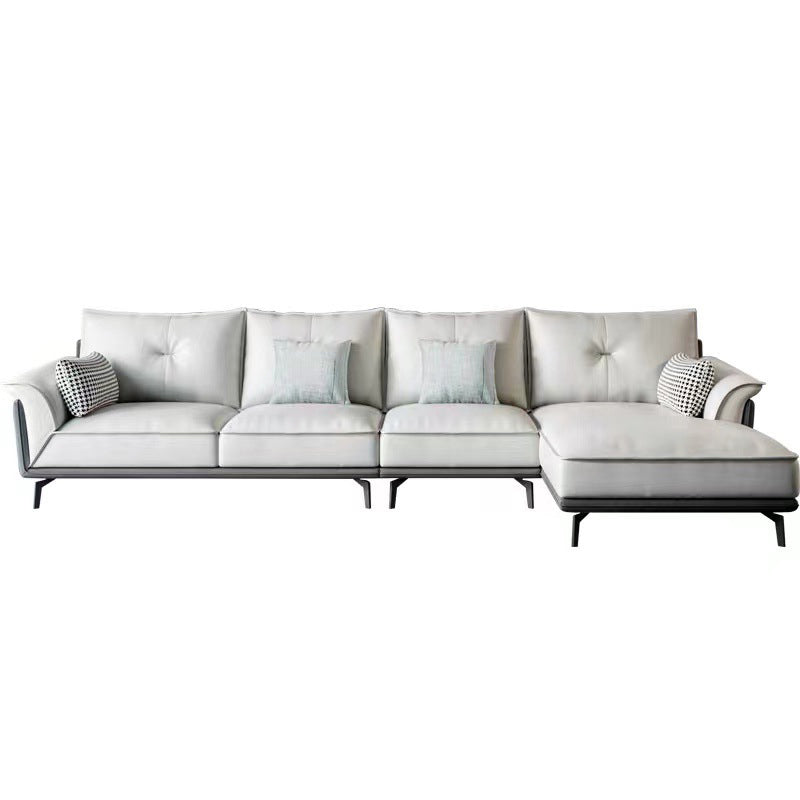 Black 4-seat Flared Arm Sectional Pillow Back Stain-resistant Sectional Clearhalo 'furn' 'furn_sectionals' 'Furniture' 'Living Room Furniture' 'Sectionals' 6025571