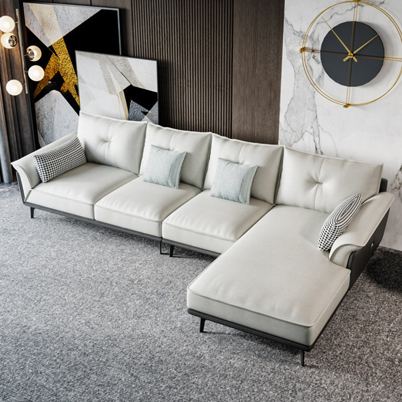 Black 4-seat Flared Arm Sectional Pillow Back Stain-resistant Sectional Right Sponge Clearhalo 'furn' 'furn_sectionals' 'Furniture' 'Living Room Furniture' 'Sectionals' 6025572