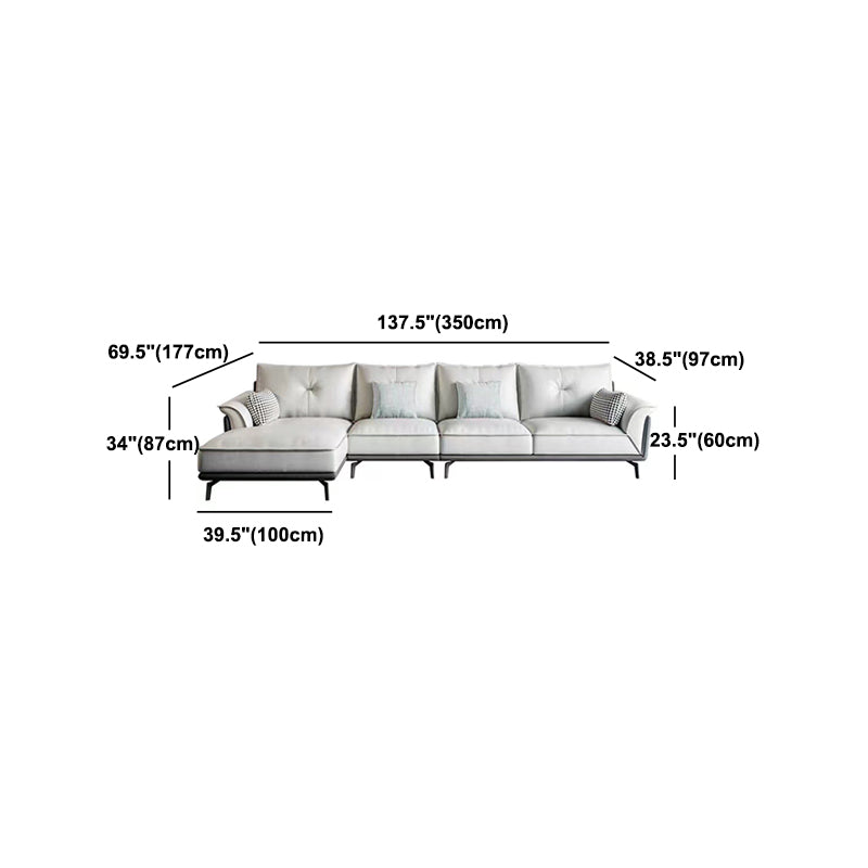 Black 4-seat Flared Arm Sectional Pillow Back Stain-resistant Sectional Clearhalo 'furn' 'furn_sectionals' 'Furniture' 'Living Room Furniture' 'Sectionals' 6025574
