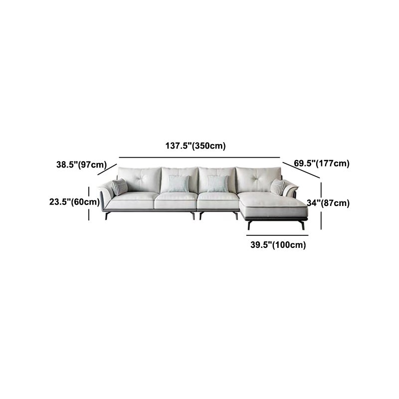 Black 4-seat Flared Arm Sectional Pillow Back Stain-resistant Sectional Clearhalo 'furn' 'furn_sectionals' 'Furniture' 'Living Room Furniture' 'Sectionals' 6025575