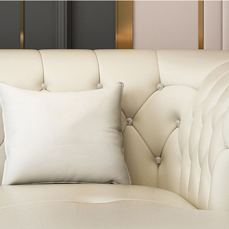 Faux en cuir luxueux canapé sectionnel du bras évasé tufté sectionnel