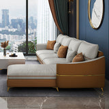 Braccio inclinato sezionale moderno divano sezionale in vetro a 5 posti