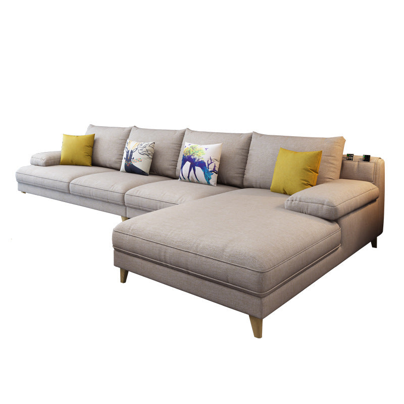 Brown 4-seater Slipcovered Sectional Sofa Pillow Top Arm Sectional Clearhalo 'furn' 'furn_sectionals' 'Furniture' 'Living Room Furniture' 'Sectionals' 6025630