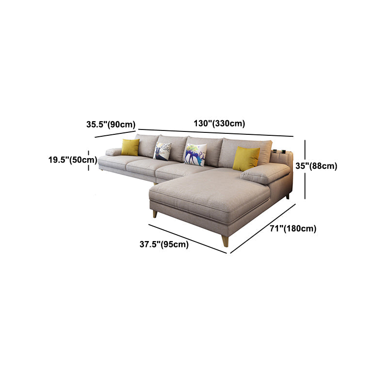 Brown 4-seater Slipcovered Sectional Sofa Pillow Top Arm Sectional Clearhalo 'furn' 'furn_sectionals' 'Furniture' 'Living Room Furniture' 'Sectionals' 6025637