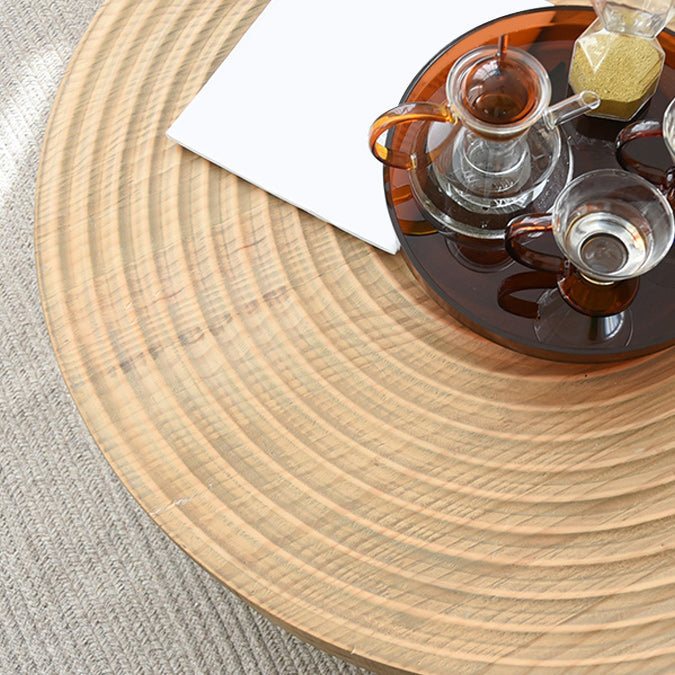 Round Sold Wooden Coffee Table with Black Base and Brone Top Clearhalo 'Coffee & Accent Tables' 'Coffee Tables' 'coffee_tables' 'furn' 'furn_coffee_tables' 'Furniture' 'Living Room Furniture' 6025644