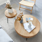 Round Sold Wooden Coffee Table with Black Base and Brone Top Clearhalo 'Coffee & Accent Tables' 'Coffee Tables' 'coffee_tables' 'furn' 'furn_coffee_tables' 'Furniture' 'Living Room Furniture' 6025648