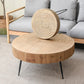 Round Sold Wooden Coffee Table with Black Base and Brone Top Clearhalo 'Coffee & Accent Tables' 'Coffee Tables' 'coffee_tables' 'furn' 'furn_coffee_tables' 'Furniture' 'Living Room Furniture' 6025650