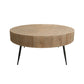 Round Sold Wooden Coffee Table with Black Base and Brone Top Clearhalo 'Coffee & Accent Tables' 'Coffee Tables' 'coffee_tables' 'furn' 'furn_coffee_tables' 'Furniture' 'Living Room Furniture' 6025651