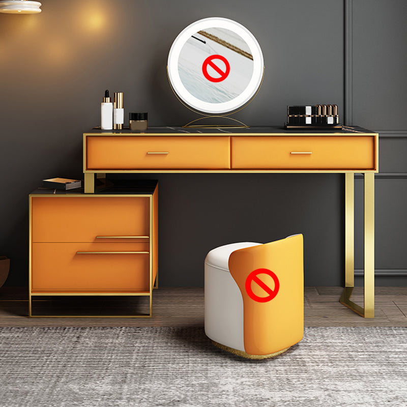 Ensemble de vanité orange avec 4 tiroirs de rangement Vanité de maquillage, 15,74 "de large