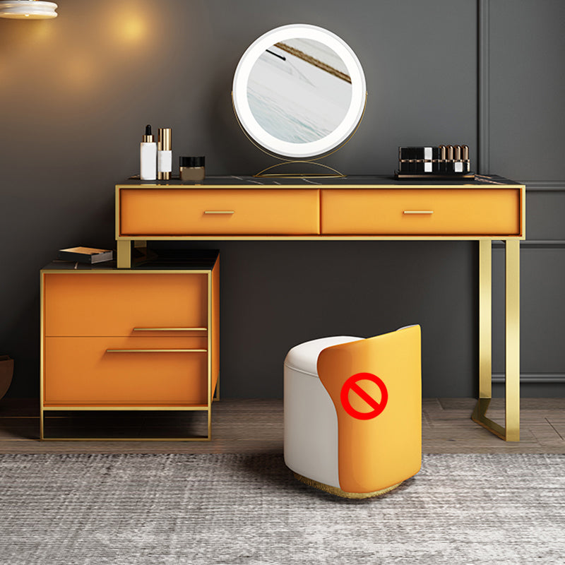 Ensemble de vanité orange avec 4 tiroirs de rangement Vanité de maquillage, 15,74 "de large