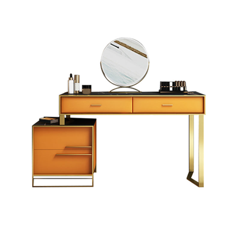 Ensemble de vanité orange avec 4 tiroirs de rangement Vanité de maquillage, 15,74 "de large