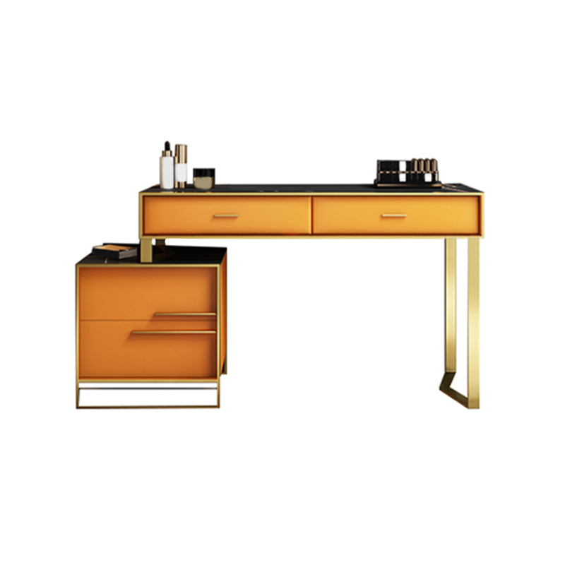 Ensemble de vanité orange avec 4 tiroirs de rangement Vanité de maquillage, 15,74 "de large
