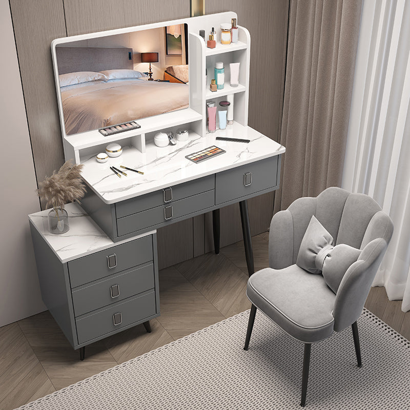 Gray Make-up Vanity Vanity Set with 6 Storage Drawers, 49.60" High