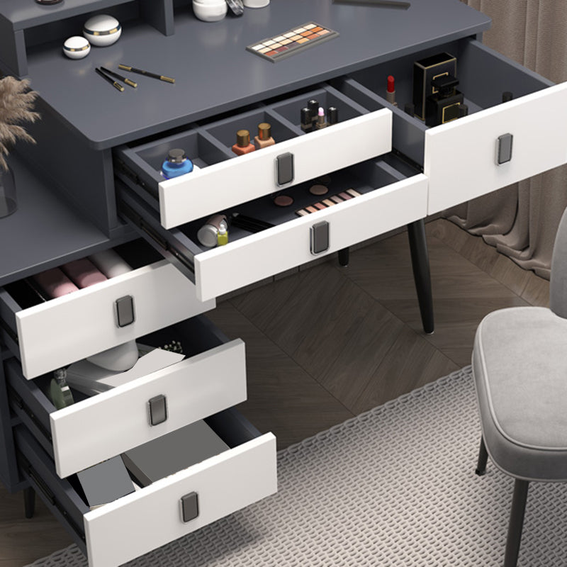 Gray Make-up Vanity Vanity Set with 6 Storage Drawers, 49.60" High