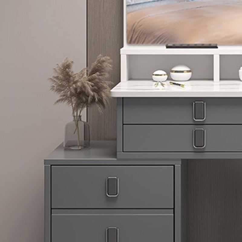 Gray Make-up Vanity Vanity Set with 6 Storage Drawers, 49.60" High
