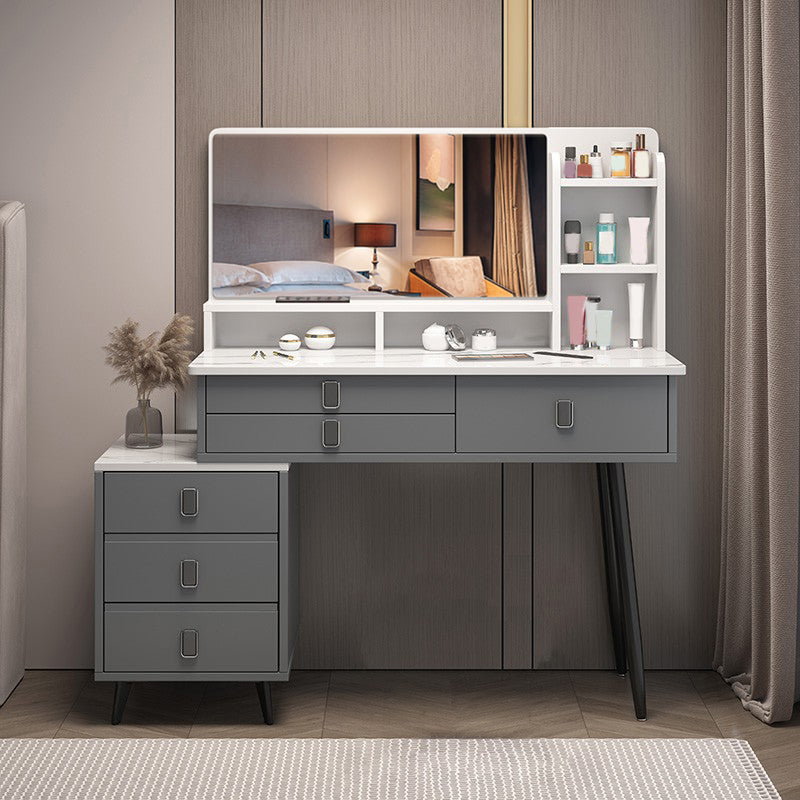 Gray Make-up Vanity Vanity Set with 6 Storage Drawers, 49.60" High