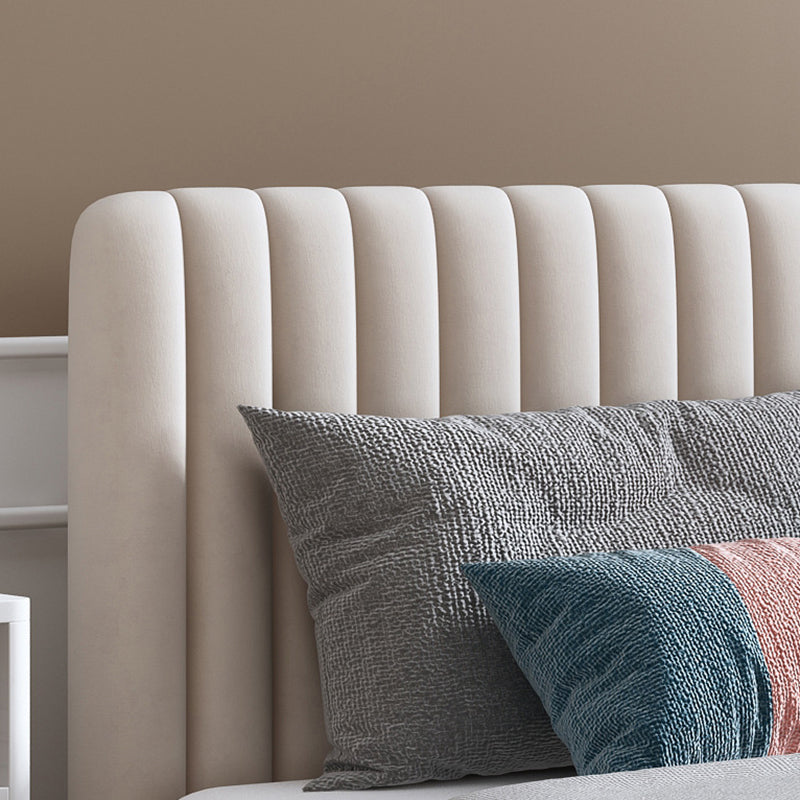 Glam Style Bed Frame Solid Color Standard Bed with Headboard