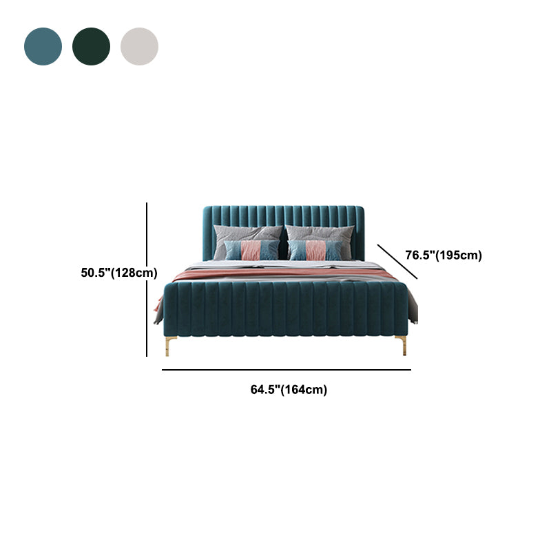 Glam Style Bed Frame Solid Color Standard Bed with Headboard