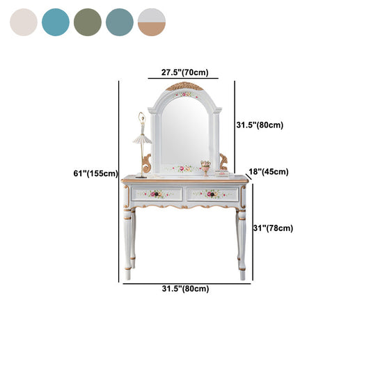 Wood Vanity Set 17.71" Wide Make-up Vanity with 2 Storage Drawers and Stool Clearhalo 'Bedroom Furniture' 'furn' 'furn_makeup_vanities' 'Furniture' 'Makeup Vanities' 'makeup_vanities' 6025783