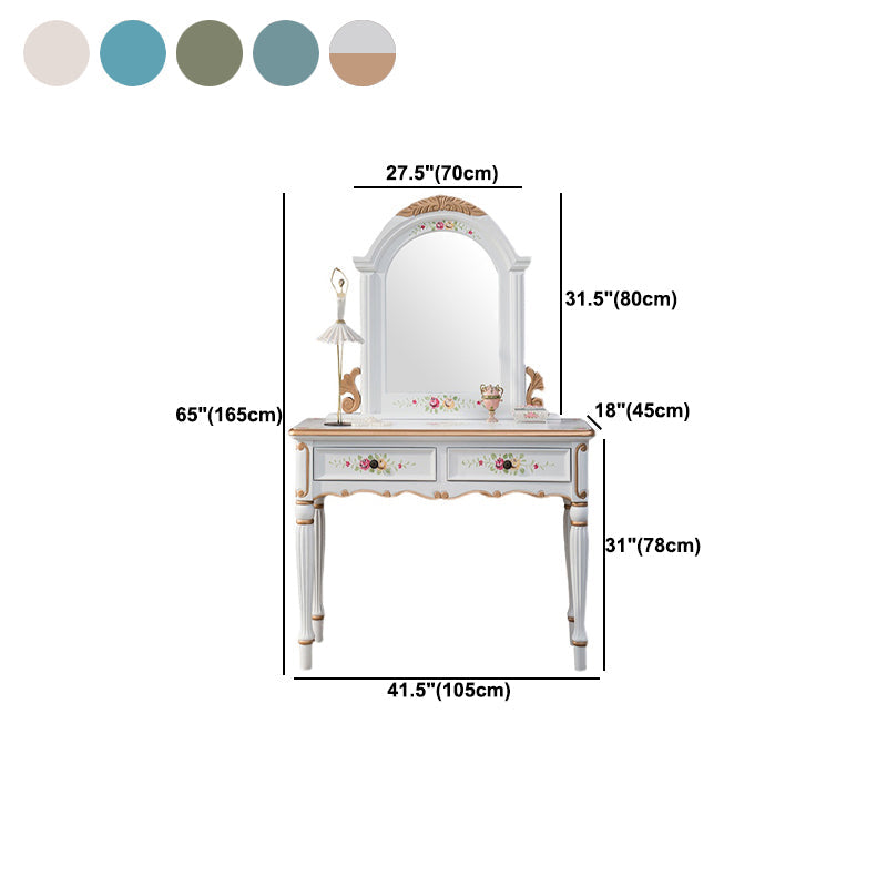 Wood Vanity Set 17.71" Wide Make-up Vanity with 2 Storage Drawers and Stool Clearhalo 'Bedroom Furniture' 'furn' 'furn_makeup_vanities' 'Furniture' 'Makeup Vanities' 'makeup_vanities' 6025785