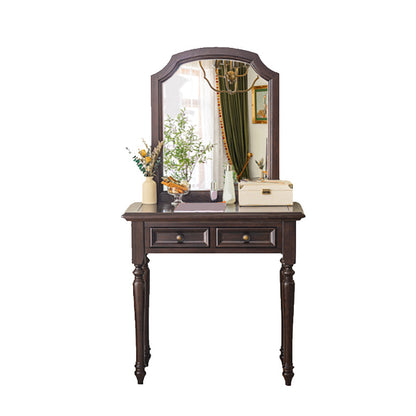 Ensemble de vanité brun cend avec miroir 17,71 "tables de vanité en bois de large avec 2 tiroirs