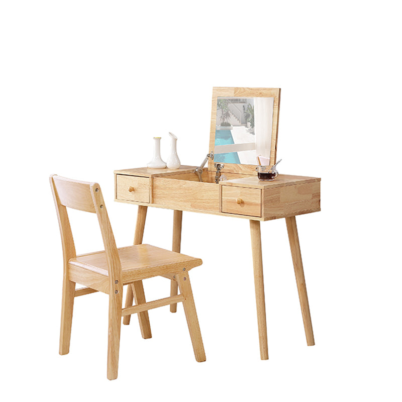 Tocador marrón set con espejo de 15.74 "mesas de tocador de madera de ancho con cajones