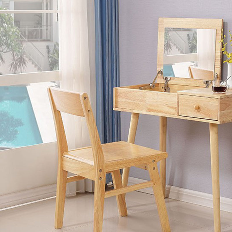 Tocador marrón set con espejo de 15.74 "mesas de tocador de madera de ancho con cajones