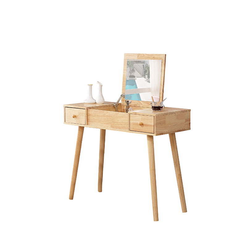 Tocador marrón set con espejo de 15.74 "mesas de tocador de madera de ancho con cajones