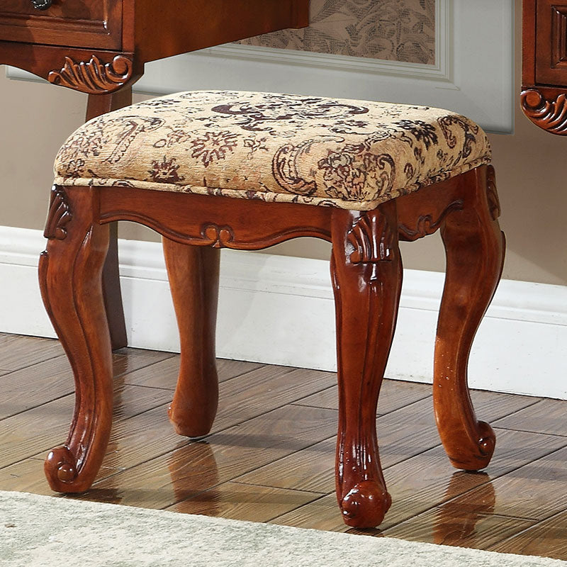 18.89 "Tocador marrón ancho con tocador de maquillaje de vidrio espejo con 5 cajones de almacenamiento