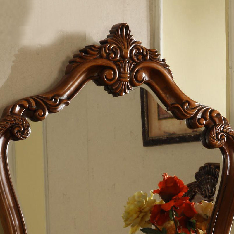 18.89 "Tocador marrón ancho con tocador de maquillaje de vidrio espejo con 5 cajones de almacenamiento