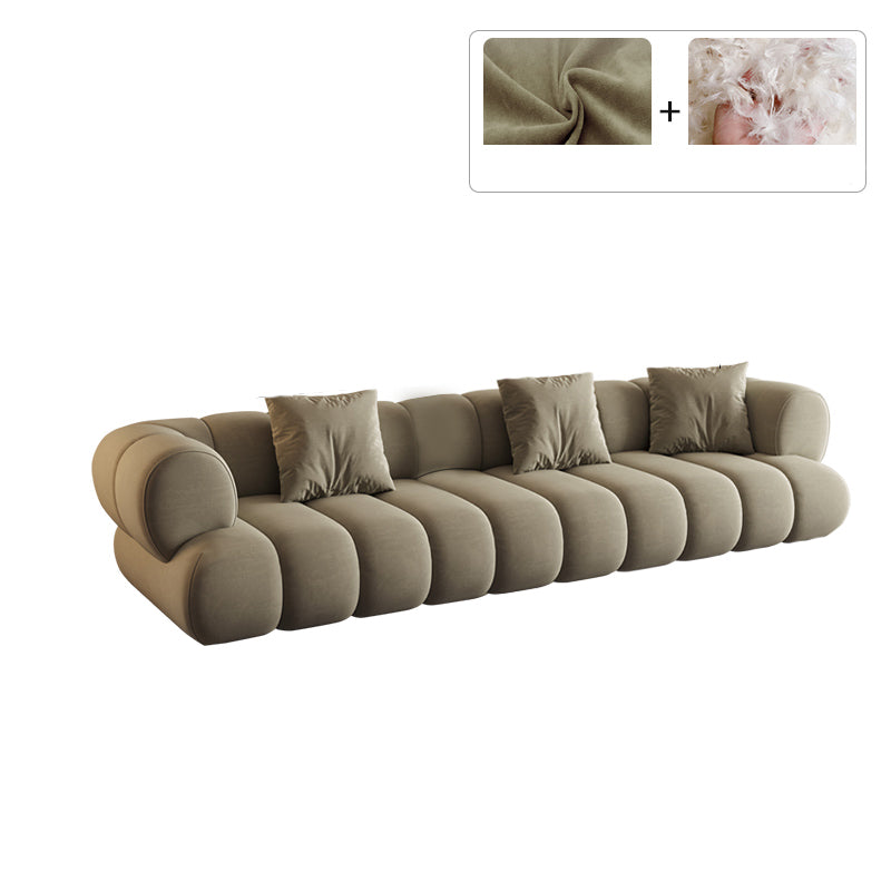 26.37" H Contemporary Green Tuxedo Arm Sewn Pillow Back Sofa 118.1"L x 43.3"W x 26.4"H Clearhalo 'furn' 'furn_sofas' 'Furniture' 'Living Room Furniture' 'Sofa' 'sofas' 6025896