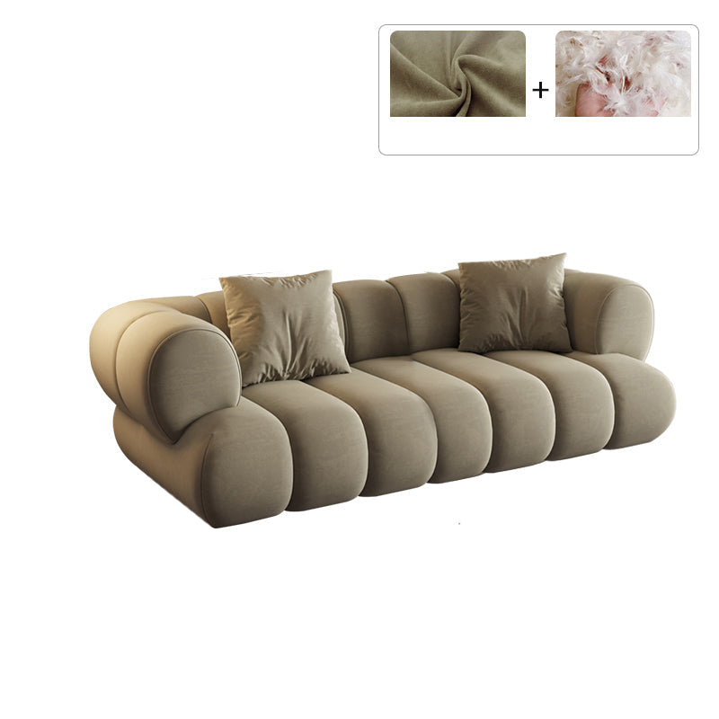 26.37" H Contemporary Green Tuxedo Arm Sewn Pillow Back Sofa 82.7"L x 43.3"W x 26.4"H Clearhalo 'furn' 'furn_sofas' 'Furniture' 'Living Room Furniture' 'Sofa' 'sofas' 6025897