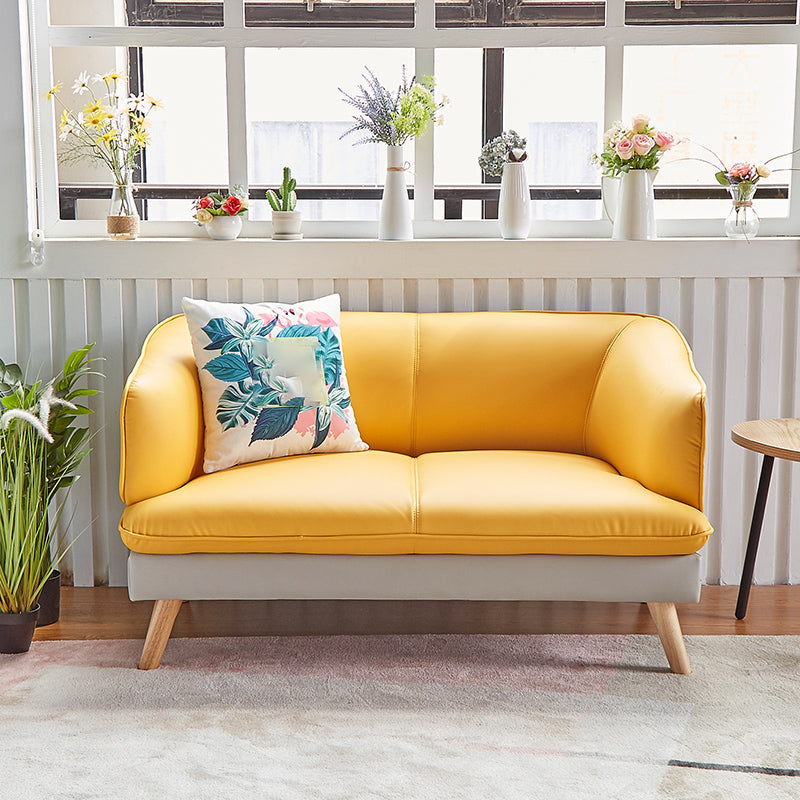 29.53 "Hアパート用の現代フェイクレザースロープアームソファソファ