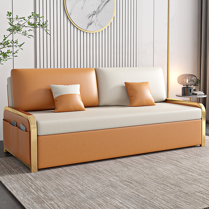 34.6 "Hリビングルーム用の現代フェイクレザーアームレスソファベッド