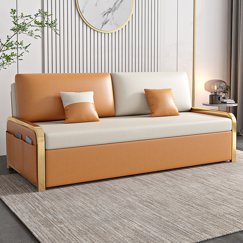 34.6 "Hリビングルーム用の現代フェイクレザーアームレスソファベッド