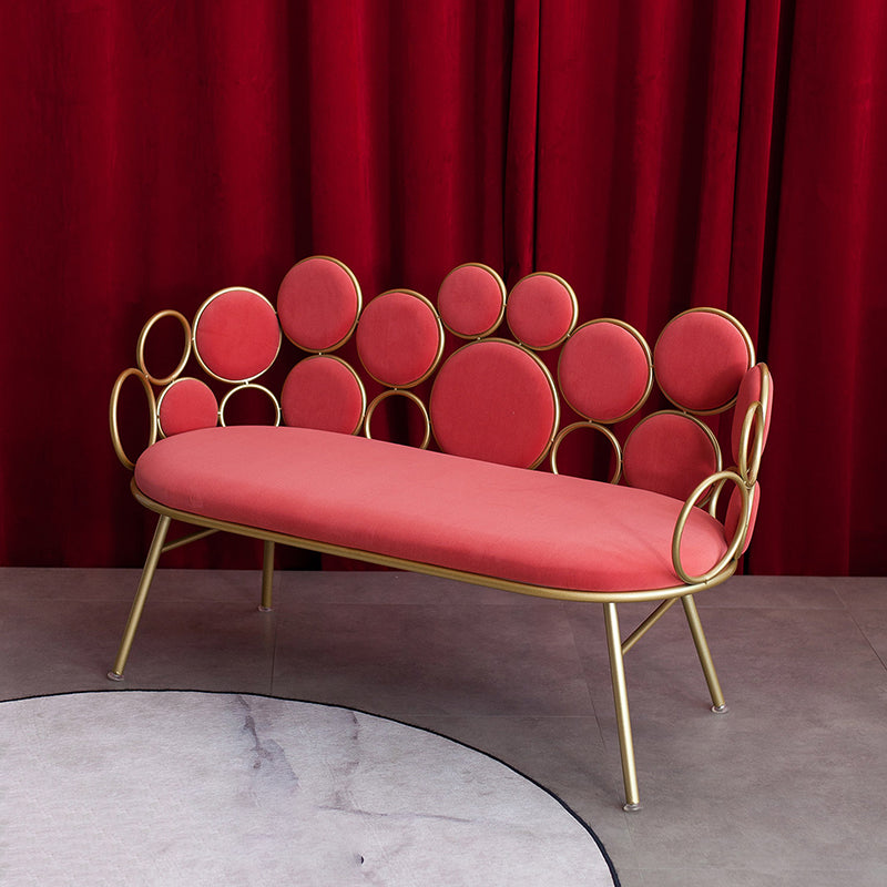 Modern Velvet 2-seat Sofa 31.49" H Sloped Arm Metal Frame Settee Red Clearhalo 'furn' 'furn_sofas' 'Furniture' 'Living Room Furniture' 'Sofa' 'sofas' 6025992