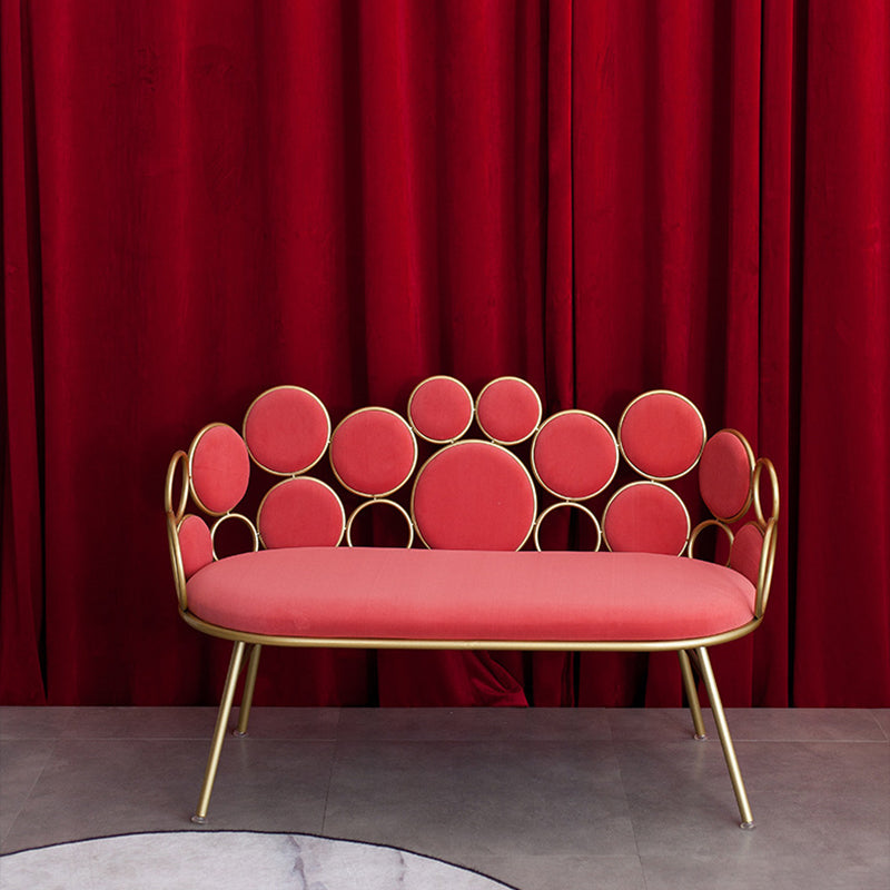 Modern Velvet 2-seat Sofa 31.49" H Sloped Arm Metal Frame Settee Clearhalo 'furn' 'furn_sofas' 'Furniture' 'Living Room Furniture' 'Sofa' 'sofas' 6025995