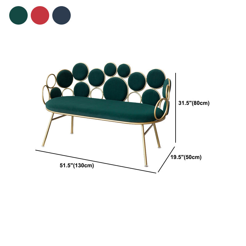 Modern Velvet 2-seat Sofa 31.49" H Sloped Arm Metal Frame Settee Clearhalo 'furn' 'furn_sofas' 'Furniture' 'Living Room Furniture' 'Sofa' 'sofas' 6026000