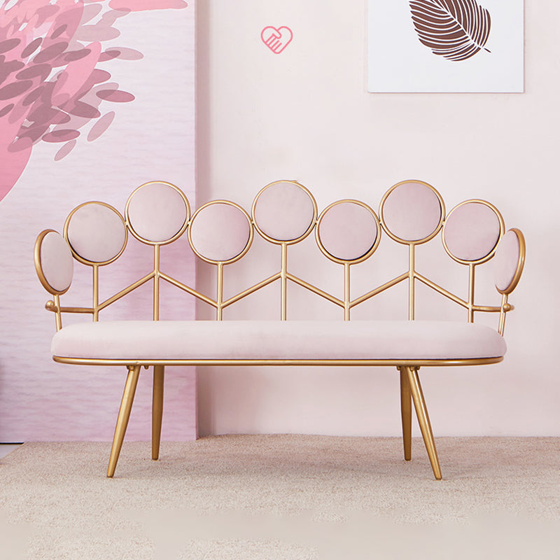 Modern Velvet 2-seater Sofa Metal Sloped Settee for Apartment