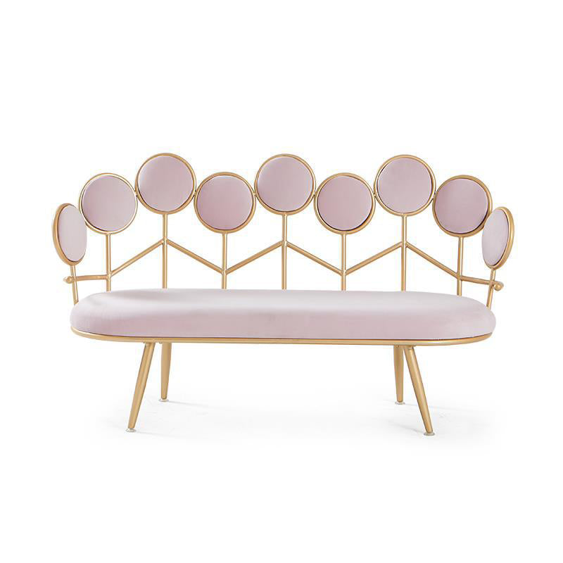 Modern Velvet 2-seater Sofa Metal Sloped Settee for Apartment