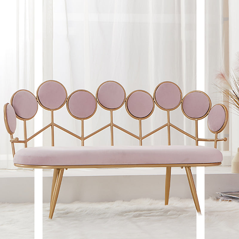 Modern Velvet 2-seater Sofa Metal Sloped Settee for Apartment