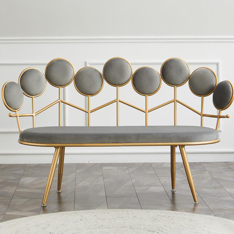Modern Velvet 2-seater Sofa Metal Sloped Settee for Apartment