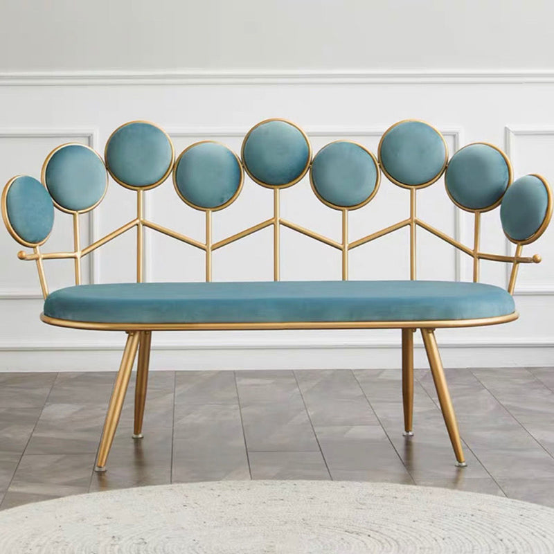 Modern Velvet 2-seater Sofa Metal Sloped Settee for Apartment