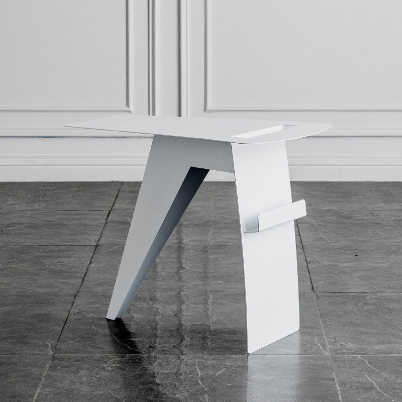 Mid-Century Sled End Table Geometric Metal Side Table, 19" Tall White 1 Clearhalo 'Coffee & Accent Tables' 'End & Side Tables' 'end_side_tables' 'furn' 'furn_end_side_tables' 'Furniture' 'Living Room Furniture' 6026097