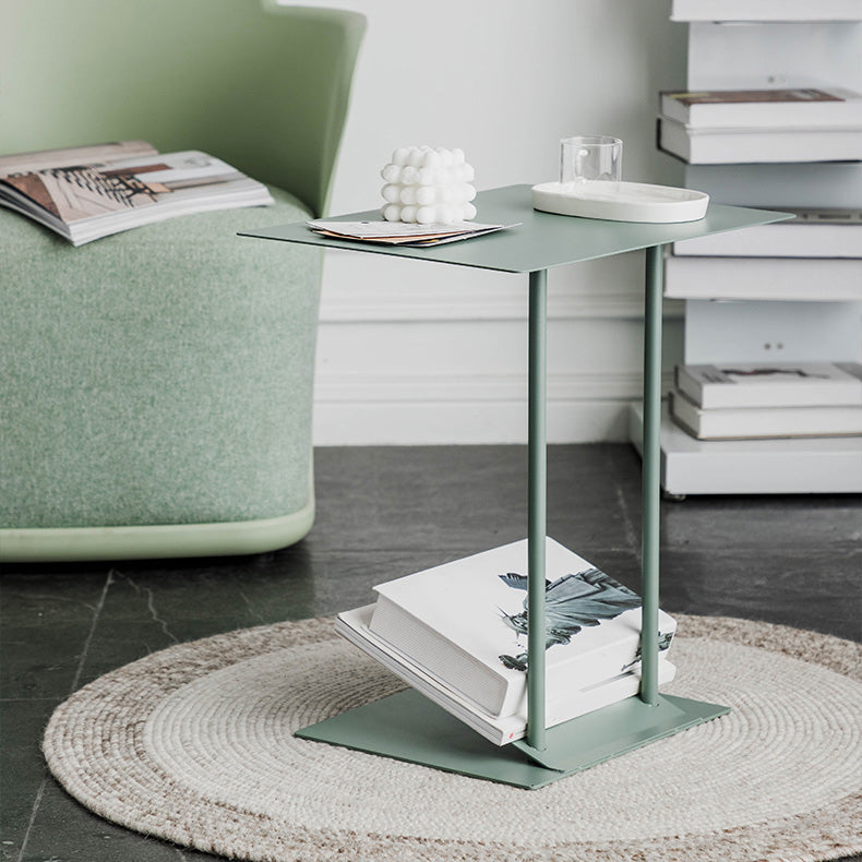 Mid-Century 19" Tall C Side Table Metal Rectangular Side Table