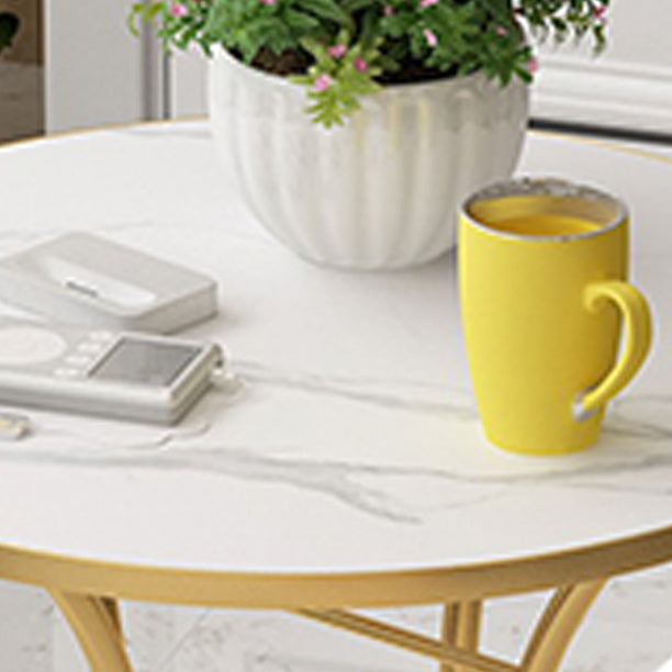 Metal X-base End Table Modernistic Round Side End Table for Living Room