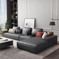 Nordic Recessed Arm Stationary Faux Leather Living Room Sofa Chaise Dark Gray Right Clearhalo 'furn' 'furn_sectionals' 'Furniture' 'Living Room Furniture' 'Sectionals' 6026398
